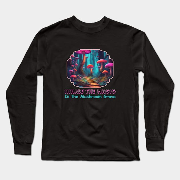 Psychedelic Mushrooms Long Sleeve T-Shirt by Ayzora Studio